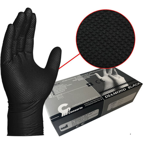 Gummihandschuhe M Nitril Diamant SCHWARZ