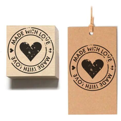 Gummistempel auf einem „Made With Love“-Block