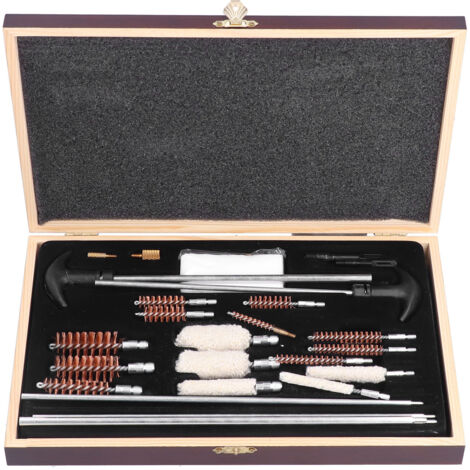 Gun Cleaning Kits Prevent Scratches Easily Storage Electrical Maintenance Cleaning Brush for AutomobileGK06 Aluminum Rod Wooden Box Set 24 Woolly