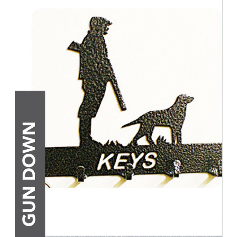 Gun Down Key Holder - Rack - Solid Steel - W15 x H9 cm - Black