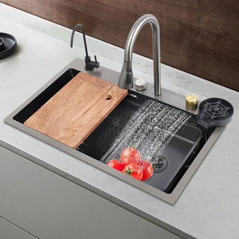 Gun-grey 754521cm Ensemble d'évier domestique en acier inoxydable Évier de cuisine
