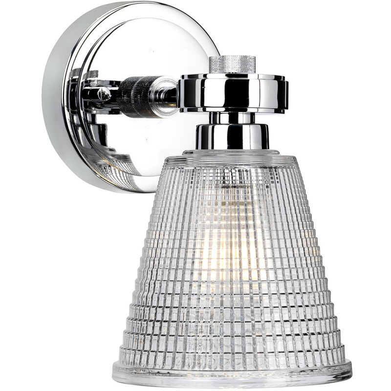 Gunnislake - 1 Light Wall Light Polished Chrome Glass Shade IP44, G9 - Elstead