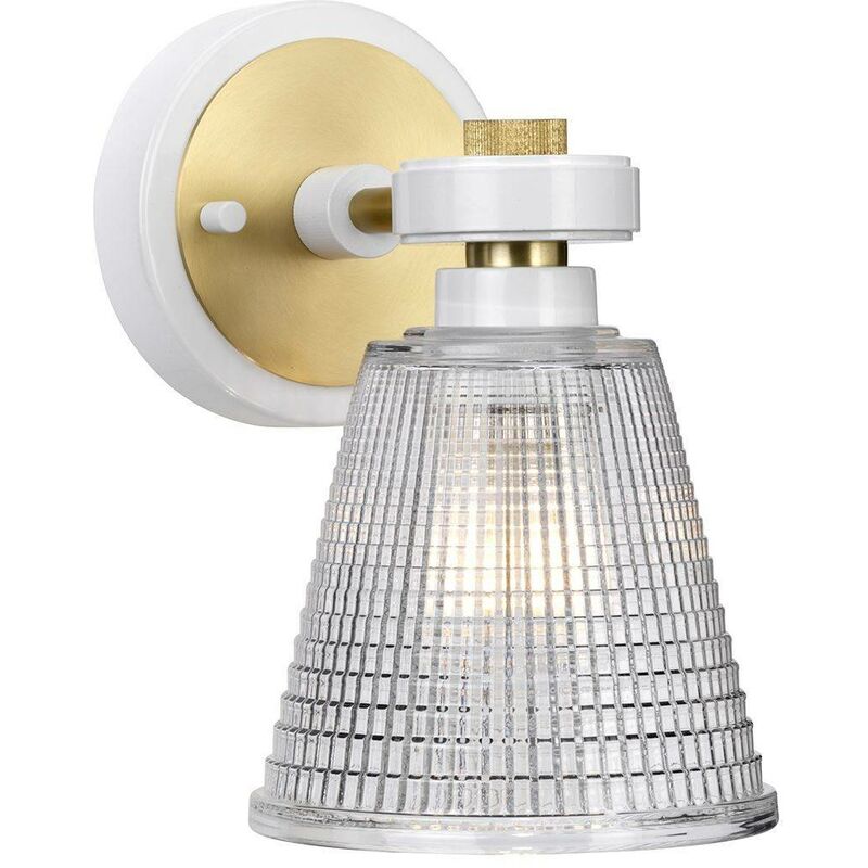 Elstead Lighting - Elstead Gunnislake - 1 Light Wall Light Brass Glass Shade IP44, G9