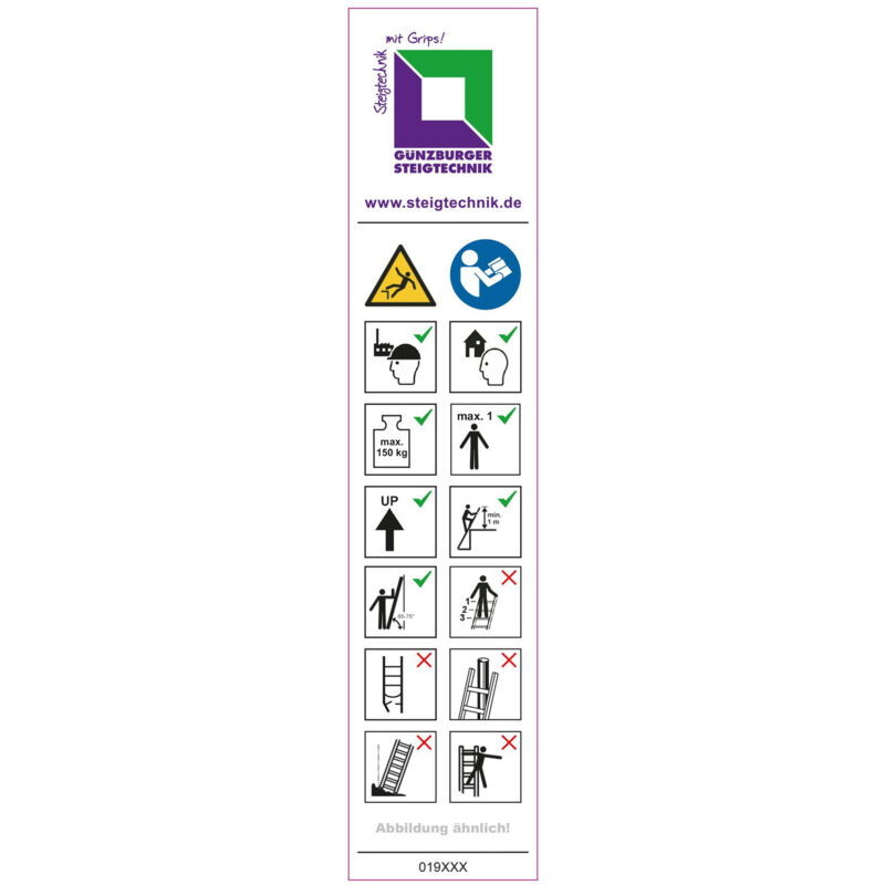 Munk - Günzburger Steigtechnik 20x Autocollant de signalisation pour échelles doubles 250 kg accès unilatéral - 019152
