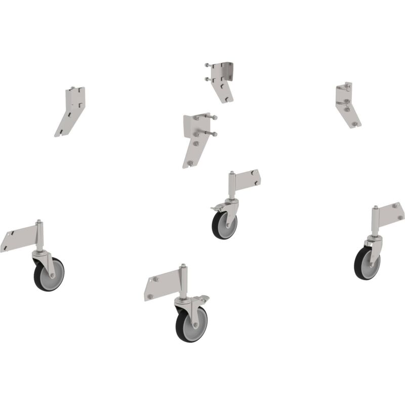 Kit d'équipement roulette pivotante en acier inoxydable pour escalier à palier praticable des deux côtés - 050121 - Günzburger Steigtechnik