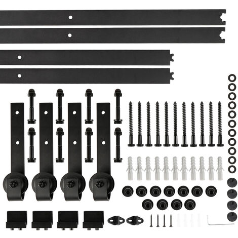 GUOYIHUA® 366cm Kit de Porte de Grange Quincaillerie de Porte de Grange Porte de Grange Coulissante une Porte Suspendue Noir