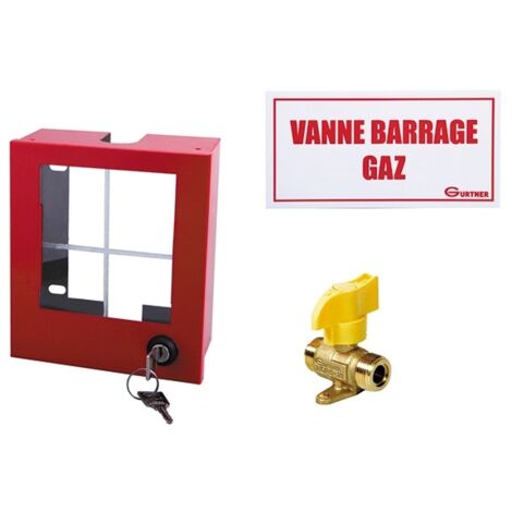 Gurtner – Coffret coupure gaz avec vanne NF RG10 – mâle G 3/4" – 20 bar – Dimensions 155x140x70mm – Pour espaces confinés