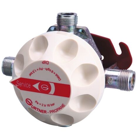 Gurtner – Détendeur inverseur propane 20kg/h – Pression 1,5 bar – Raccord mâle 20x150 – Indicateur intégré pour passage automatique