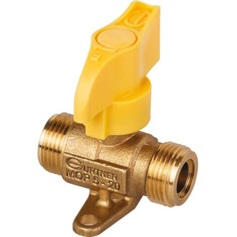Gurtner – Robinet d'arrêt gaz butane propane mâle 20x150 – Vanne 1/4 de tour – Pression 20 bars – Sécurité verrouillage cran