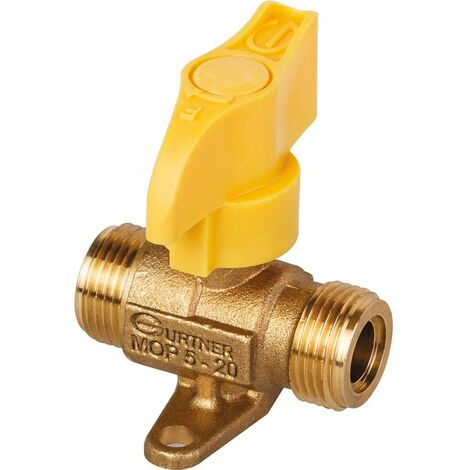 Gurtner – Robinet d'arrêt gaz butane propane mâle 20x150 – Vanne 1/4 de tour – Pression 20 bars – Sécurité verrouillage cran