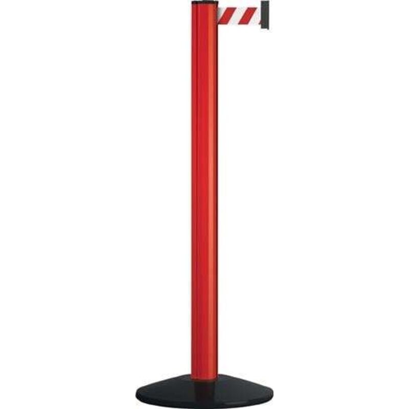 Via Guide - Gurtpfosten einfach D83xH970mm rot Gurt rot/weiß Fuß vg