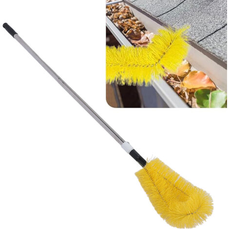 Gutter Cleaning Brush avec bras en acier inoxydable, nettoyeur de gouttière ajustable pour feuilles et débris