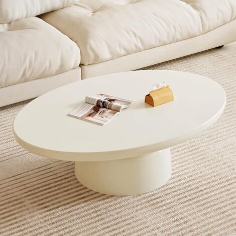 Guyii Table Basse Ovale, mobilier de Salon Moderne, Table Basse Blanche, Facile à Assembler