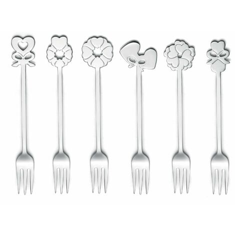 Guzzini Dolce Love Set 6 Forchettine, Stainless Steel 18/11, Argento, 19
