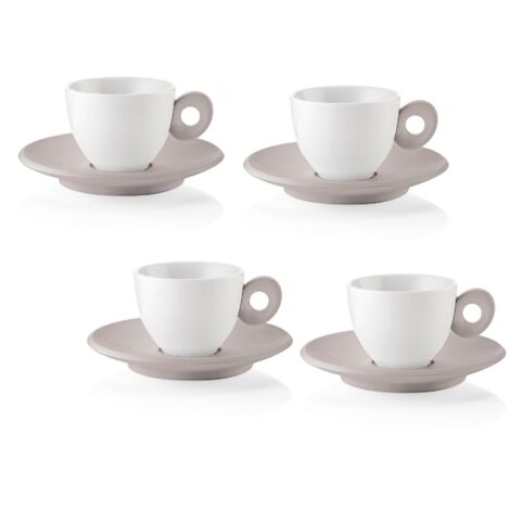 Guzzini - EVERYDAY Set 4 Tazzine da Caffè con Piattino - Grigio Tortora - 081701158