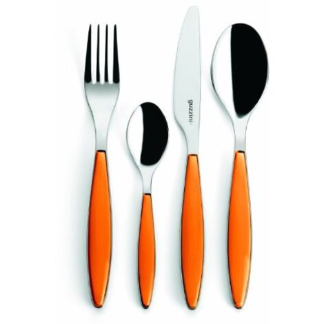Guzzini - Feeling, Set 24 Posate Colorate - Arancione, 15,8 x 7,5 x h25,5 cm - 23000045