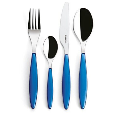 Guzzini - Feeling, Set 24 Posate Colorate - Blu Mediterraneo, 15,8 x 7,5 x h25,5 cm - 23000076