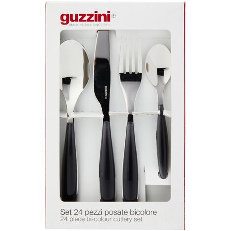 Guzzini - Feeling, Set 24 Posate Colorate - Grigio, 15.8 x 7.5 x h25.5 cm - 23000022