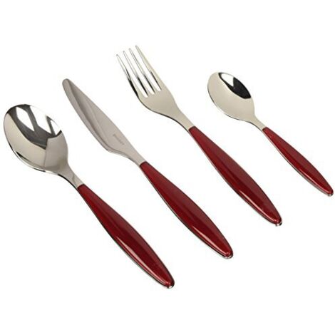 Guzzini - Feeling, Set 24 Posate Colorate - Rosso, 15.8 x 7.5 x h25.5 cm - 23000065