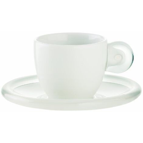 Guzzini Gocce Set 6 Tazzine Caffe con Piattino, Porcellana, 6 unità, 250 ml (Confezione da 1)
