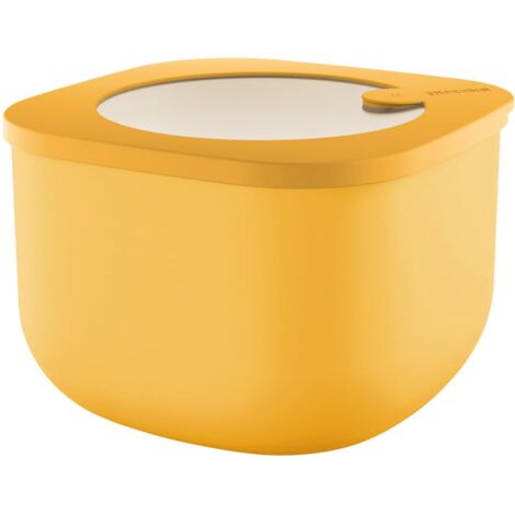 Guzzini - Kitchen Active Design, STORE&MORE BIO, Contenitore Ermetico Alto per Frigo/Freezer/Microonde (M) - Giallo Mango, 16 x16 x h10,7 cm  1550cc - 170723236