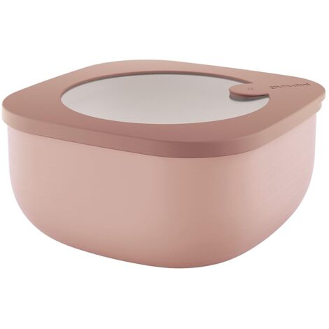 Guzzini - Kitchen Active Design, STORE&MORE BIO, Contenitore Ermetico Basso per Frigo/Freezer/Microonde (M) - Rosa Fiori di Pesco, 16 x16 x h7,8 cm  975 cc - 170720251