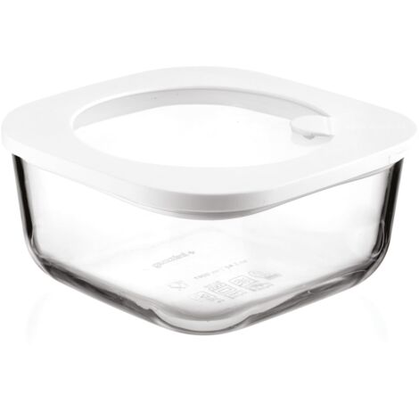 Guzzini - Kitchen Active Design, STORE&MORE GLASS, Contenitore Ermetico in Vetro per Frigo/Freezer/Microonde (M) - Trasparente, 16 x 16 x h7,6 cm  965 cc - 11330111