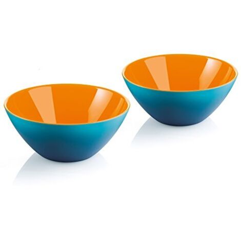 Guzzini My Fusion - Set di 2 Ciotole in Acrilico Resistente Senza Bpa, Diametro 4-3/4', Ottimi per Dessert, Soups e Side, Blu, Arancione