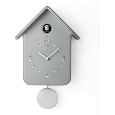 Guzzini Qq Home Orologio a Cucù con Pendolo, 24.8 x 12 x 39 cm, Grigio chiaro