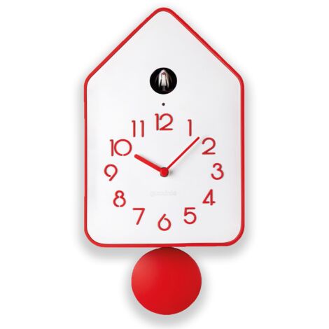 Guzzini - QQ-UP Orologio da Parete con Pendolo - Rosso, 18,8 x 9,8 x h37 cm - 16860555
