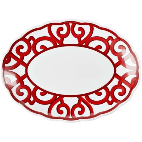GUZZINI Vassoio Ovale Piccolo Natalizio Harmonia Melamina 36,5 x 27Cm Table Decor Bianco Rosso