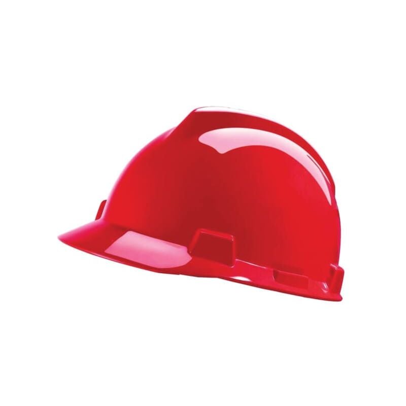 MSA - GV131 V-Gard Safety Helmet, PushKey Sliding Suspension, Red - Red