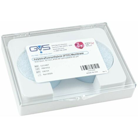 GVS Filtro a Disco, PTFE, 0.22µm, 47mm, 100/pk