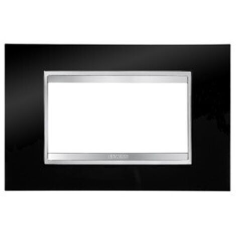GW16204Tn Placa Lux en Tecnopolímero 4 Puertos Negro Toner