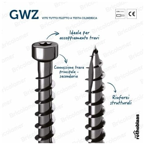 Vite Tutto Filetto per Accoppiamento Travi mm 8×320, 25 pezzi