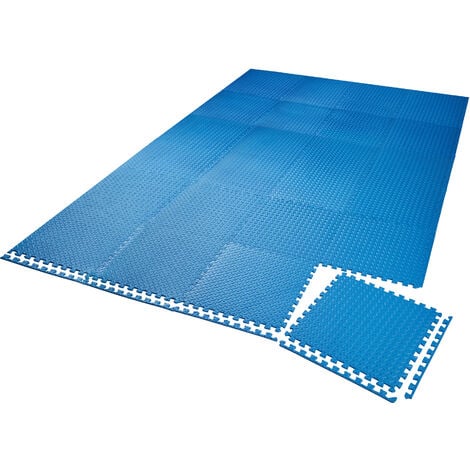 Gym Mats - 24 interlocking sections with 48 edge pieces, 61 x 61 cm each - gym flooring, foam mats, workout mats - blue