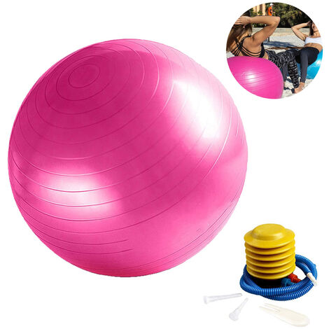 Gymnastikball, Yoga-Ballstuhl mit Schnellpumpe, Stabilitäts-Fitnessball für Geburt und Bodybuilding und Physiotherapie, pink