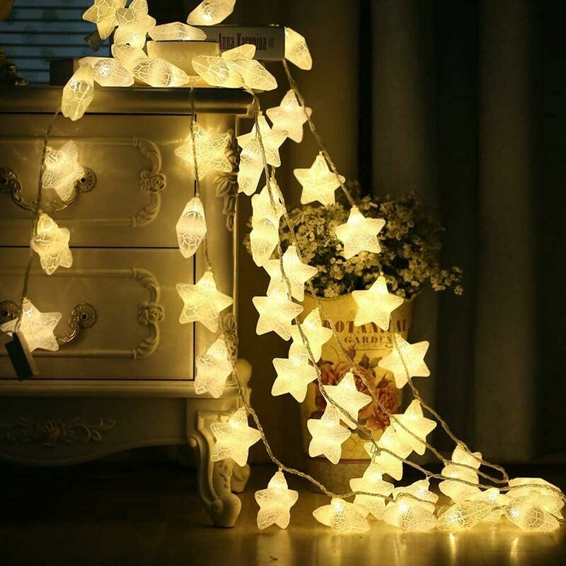 Gypsophila bulb string-night flashing colorful star lights-Christmas family garden wedding birthday party-40 lights 6 meters-warm white-battery-USB