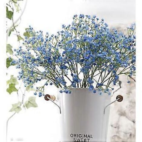 Gypsophile artificielle en soie, lot de 9 fleurs de 53 cm (21 pouces) au toucher réaliste, tiges métalliques flexibles, idéales pour les centres de table de mariage, la décoration intérieure et le bur