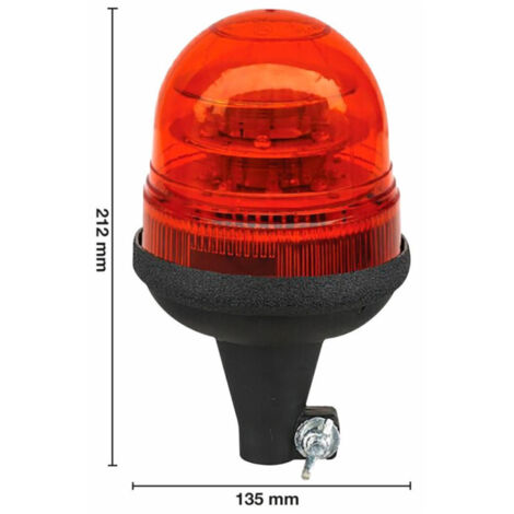 Gyrophare à 16 Led série GEA 12-24 V base flexible avec fixation pour tige