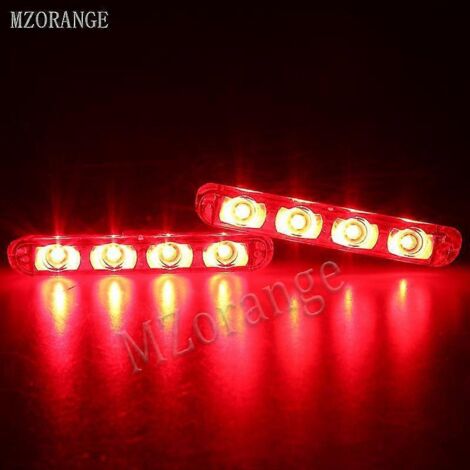 Gyrophare à LED 2x4, 12 V, pour véhicules (voiture, camion, pompiers, ambulance, etc.), rouge. Accessoires auto FSO.