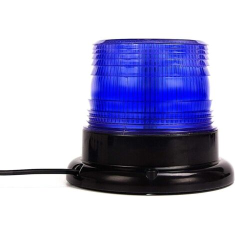 Gyrophare Bleu LED, Phare d’Avertissement Clignotant magnétique pour véhicule avec Prise Allume-Cigare 12-80V