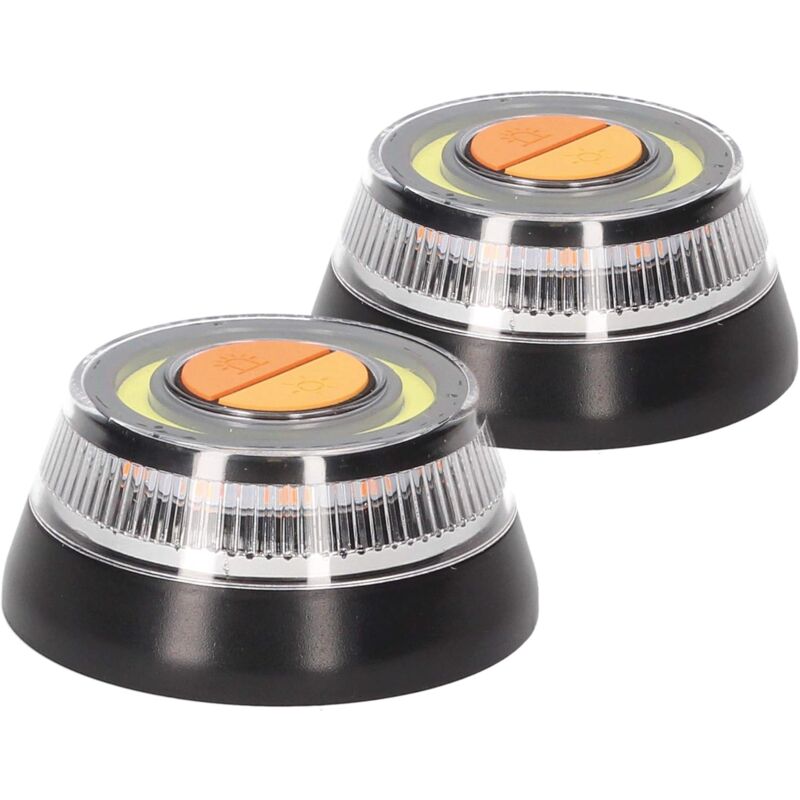 Gyrophare de secours pour voiture [Visibilité 1 km] avec base magnétique - 2 unités