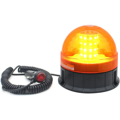 Gyrophare LED magnétique orange 12V 24V – 3 modes clignotement – IP65 étanche – Installation facile sur véhicules métalliques