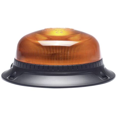 Gyrophare LED Mini 20304 – Feu orange simple flash – Tension 12/24 V – Montage fixe par vissage – Compatible chariots élévateurs – Berger & Schröter