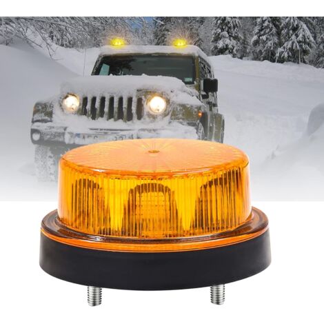 Gyrophare LED Orange 12V-24V, Rond Stroboscopique Signalement d'avertissement Lumières 2 Modes de Flash Strobe Beacon Light Pour Voiture Véhicule Camion Remorque Van,1PC