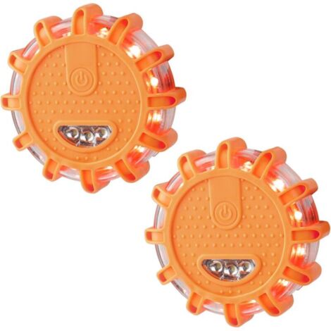 Gyrophare LED Orange, 2pcs Balise de Signalisation Lumineuse LED, Lumière d'urgence d'Avertissement, éclairage d'urgence avec Base Magnétique et 9 Modes Clignotant pour Voiture, Camion, Bateau