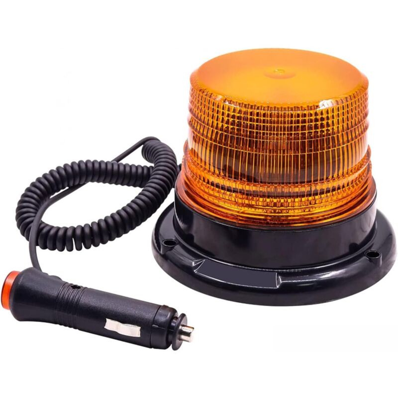 Gyrophare led Orange avec Prise Allume-Cigare,Universel 12W Feux Clignotant Magnetique d'urgence Signalement Lumières Avertissement Stroboscope