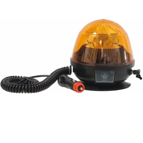 Gyrophare LED orange sur batterie 12-24V – 45 LEDs – Autonomie 6h – Étanchéité IP65 – Base magnétique avec ventouse – Sodiflash