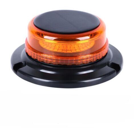 Gyrophare LED sans fil solaire (Ambre) – Gyrophare magnétique rechargeable à LED orange, lampe d’avertissement 12 V / 24 V avec chargeur pour voiture et câble USB, pour voiture, camion et tracteur